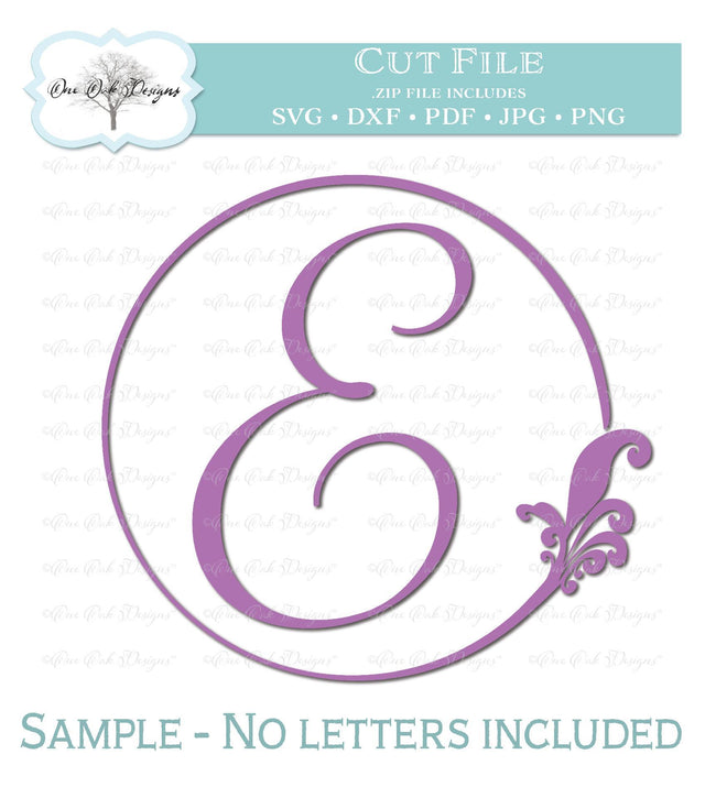 Damask Flourish Circle Monogram Frame SVG One Oak Designs 