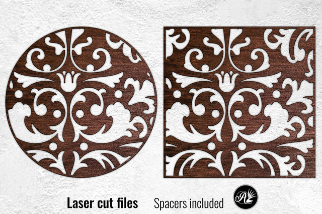 Damask laser cut files, Round and Square SVG Angel on Empire 
