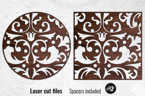 Damask laser cut files, Round and Square SVG Angel on Empire 