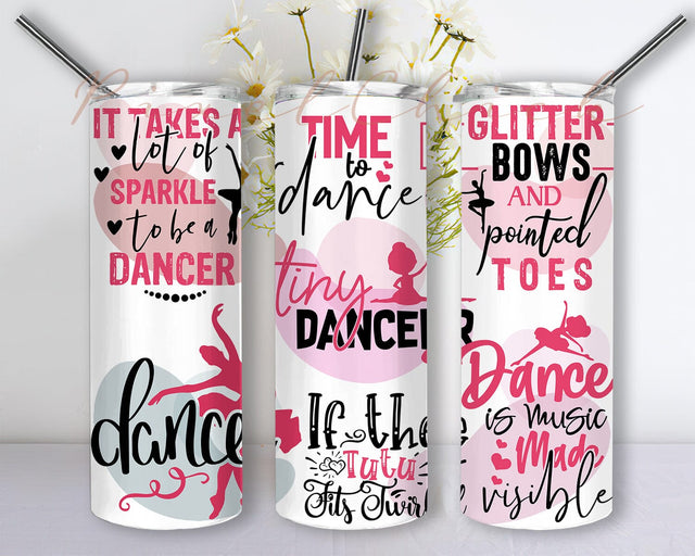 Dance 20oz Skinny Tumbler, Ballerina Dance Tumbler Png, Dancing Tumbler Template, Dance Sublimation Png, Dancer Gift, Digital Download Sublimation PixelChick 