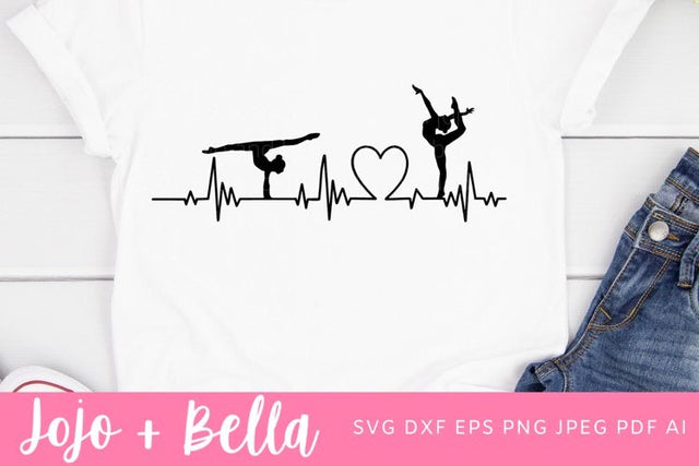 Dance Heartbeat SVG, Gymnast Heartbeat Svg, Dancer Svg, Gymnast Svg for Cricut, Silhouette, Sublimation SVG Jojo&Bella 