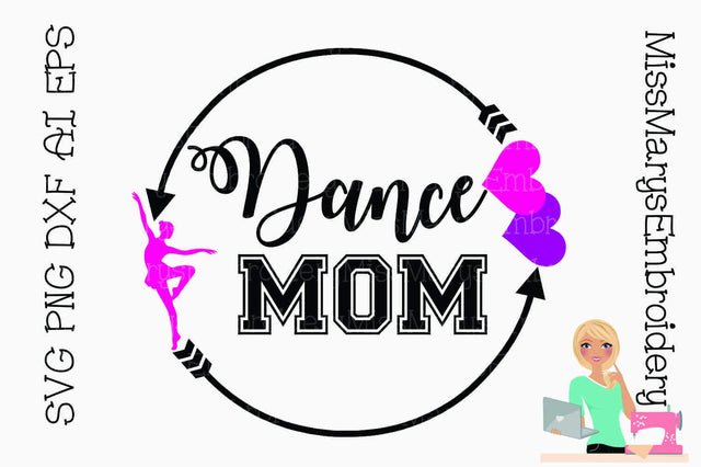 Dance Mom Monogram Arrow Ring SVG MissMarysEmbroidery 
