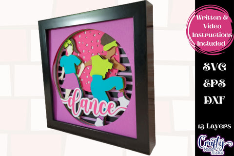 Dance Svg Shadow Box, 3D Layered Neon Hip Hop Dance Svg File SVG Crafty Mama Studios 