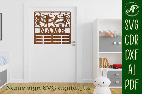 Dancer female medal holder Name svg laser cut template SVG APInspireddesigns 