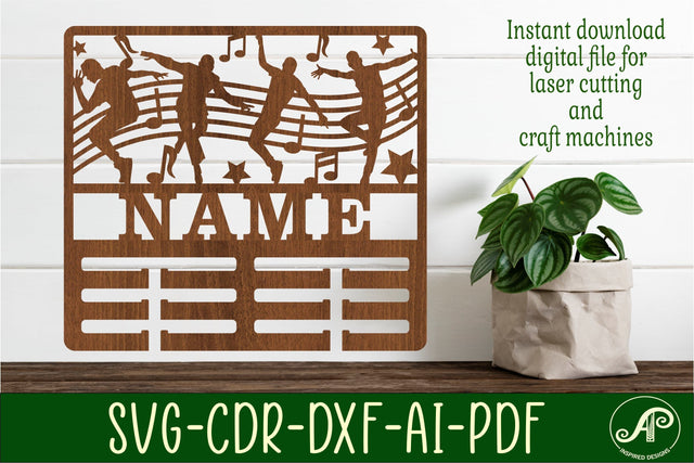 Dancer female medal holder Name svg laser cut template SVG APInspireddesigns 