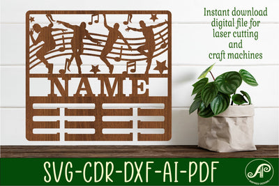 Dancer male medal holder Name svg laser cut template SVG APInspireddesigns 