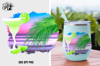 Dancing Lime Margarita on the Beach PNG Sublimation Angel on Empire 