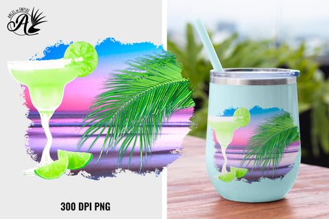 Dancing Lime Margarita on the Beach PNG Sublimation Angel on Empire 