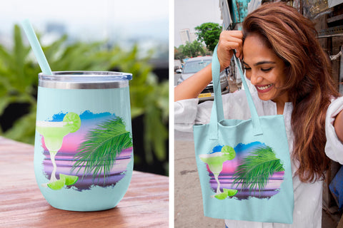 Dancing Lime Margarita on the Beach PNG Sublimation Angel on Empire 