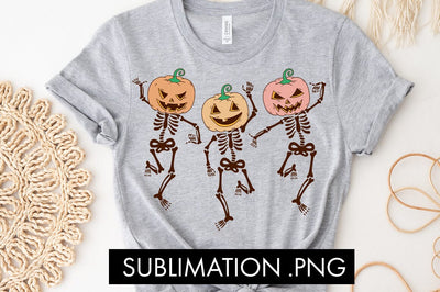 Dancing Pumpkin Skeletons PNG Sublimation Sublimation Freeling Design House 