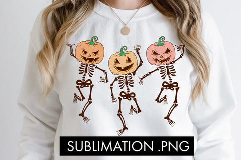 Dancing Pumpkin Skeletons PNG Sublimation Sublimation Freeling Design House 