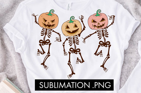 Dancing Pumpkin Skeletons PNG Sublimation Sublimation Freeling Design House 