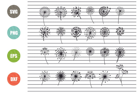 Dandelion Blowing Svg, Flower Svg, Plants Svg, Png, Dxf, Eps Files SVG Artstoredigital 