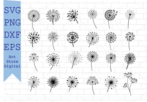 Dandelion Blowing Svg, Flower Svg, Plants Svg, Png, Dxf, Eps Files SVG Artstoredigital 