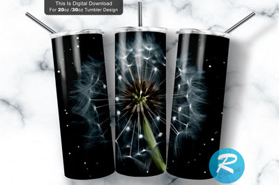 Dandelion Dark 20 oz / 30 oz Skinny Tumbler Sublimation Regulrcrative 