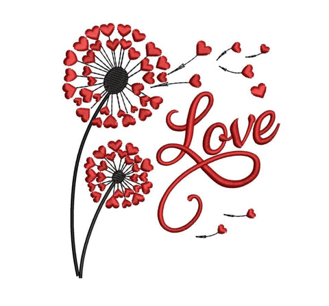 Dandelion embroidery design, Love embroidery. SVG ArtEMByNatalia 