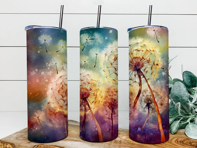 Dandelion Flowers 20oz Skinny Tumbler Png, Dandelion Tumbler Wrap, Flower Tumbler, Dandelion Tumbler Design, Instant Digital Download Png Sublimation iStyleDesign 