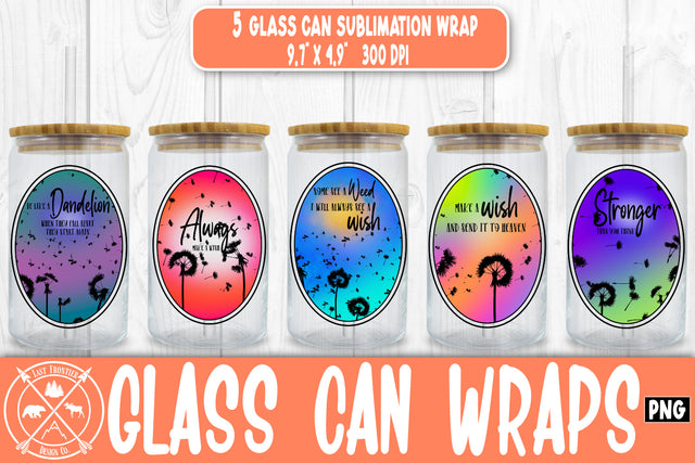 Dandelion Glass Can Tumbler wrap Bundle|PNG Sublimation Sublimation Last Frontier Design Co. 
