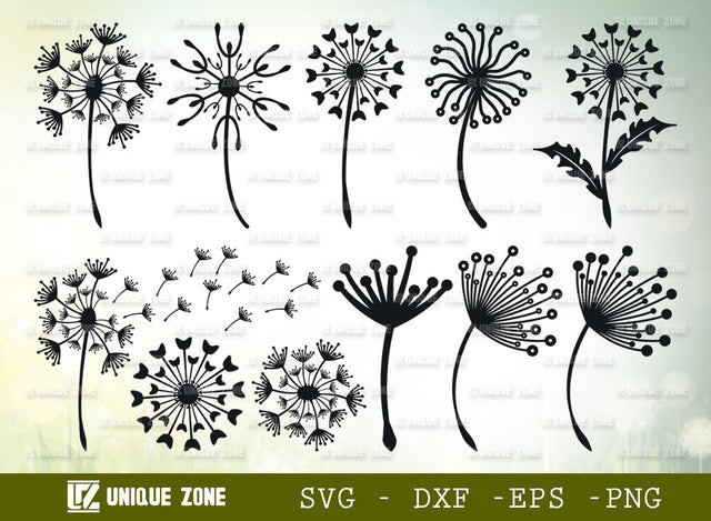 Dandelion SVG Bundle, Flower Svg, Summer Svg, Blossom Svg, Dandelion Flower Svg, Dandelion Silhouette, Dandelion Leaf SVG Unique Zone 