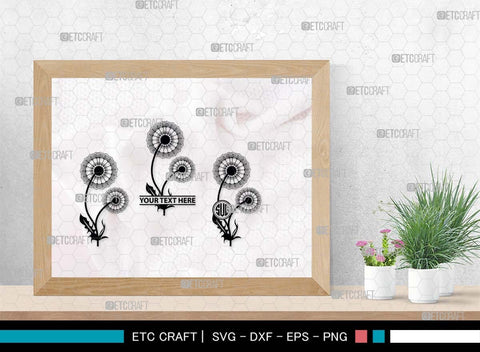 Dandelion SVG Monogram, Dandelion Silhouette, Flower Svg, Summer Svg, Blossom Svg, Dandelion Flower Svg SVG ETC Craft 