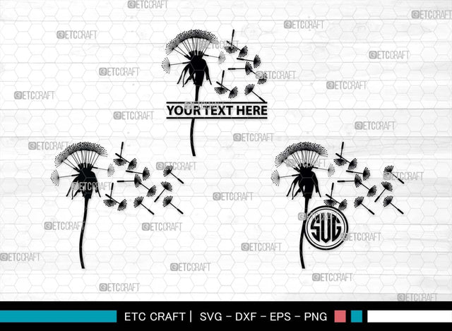 Dandelion SVG Monogram, Dandelion Silhouette, Flower Svg, Summer Svg, Blossom Svg, Dandelion Flower Svg SVG ETC Craft 