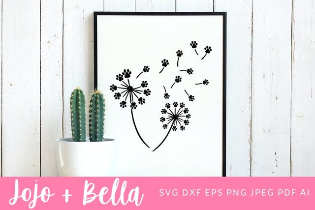 Dandelion Svg, Paw Print Svg, Dandelion Paws Svg, Dandelion Rainbow Svg, Flower Svg, Dandelion Cut Files, Cricut, Silhouette, Svg, png SVG Jojo&Bella 