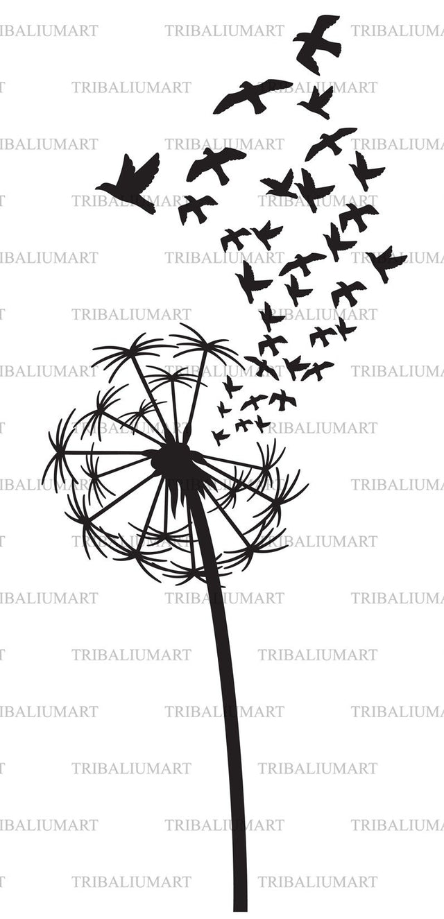 Dandelion with Birds SVG TribaliumArtSF 