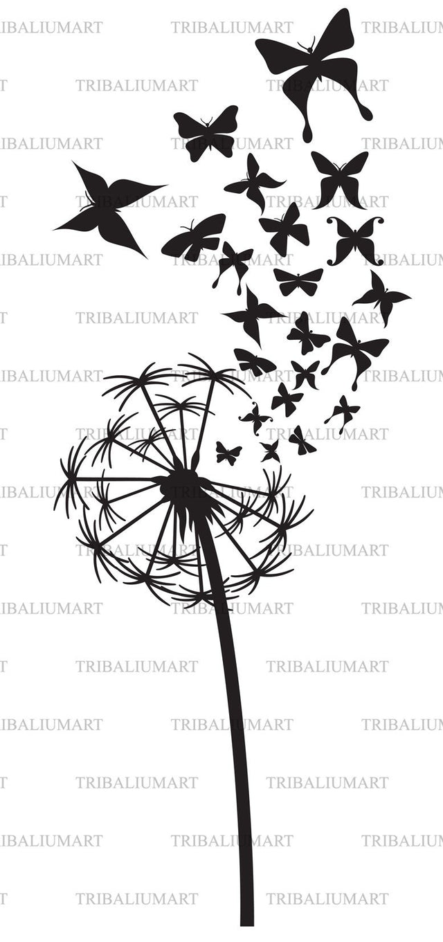Dandelion with butterflies SVG TribaliumArtSF 