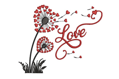 Dandelion with hearts machine embroidery design Embroidery/Applique DESIGNS ArtEMByNatalia 