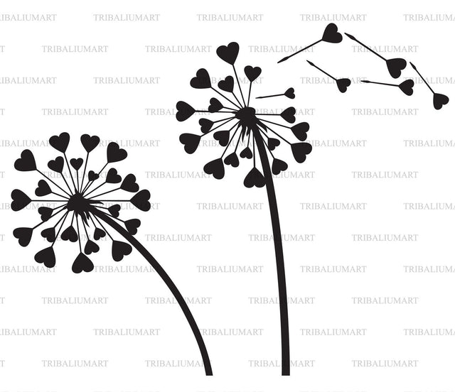 Dandelion with Hearts SVG TribaliumArtSF 