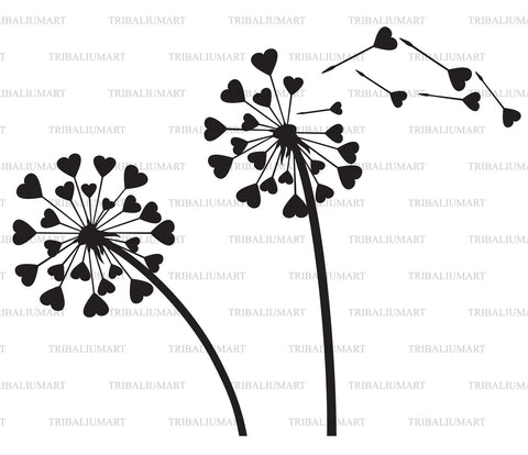 Dandelion with Hearts SVG TribaliumArtSF 