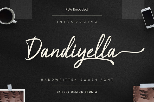 Dandiyella - Handwritten Swash Font Font Ibey Design 