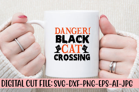 Danger! Black Cat Crossing SVG Cut File SVG Syaman 
