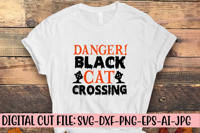 Danger! Black Cat Crossing SVG Cut File SVG Syaman 