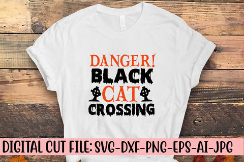Danger! Black Cat Crossing SVG Cut File SVG Syaman 