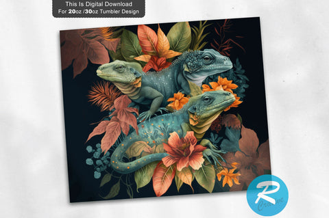 Dark Background Lizards 20 oz / 30 oz Tumbler PNG Sublimation Regulrcrative 