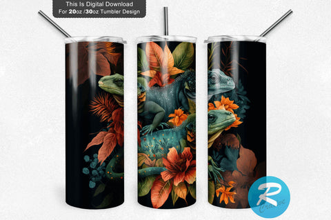 Dark Background Lizards 20 oz / 30 oz Tumbler PNG Sublimation Regulrcrative 