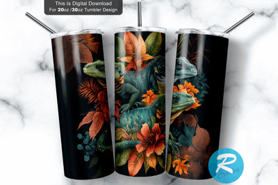Dark Background Lizards 20 oz / 30 oz Tumbler PNG Sublimation Regulrcrative 