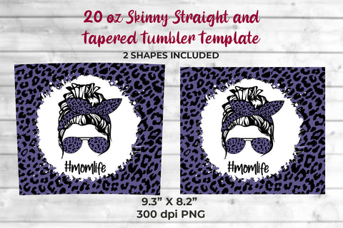 Dark Blue Light Leopard momlife 20 oz Skinny Tumbler Wrap Sublimation Design Sublimation Sublimatiz Designs 