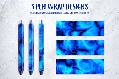 Dark Blue Marble Pen Wrap Template Sublimation or Waterslide Sublimation LaBelezoka 
