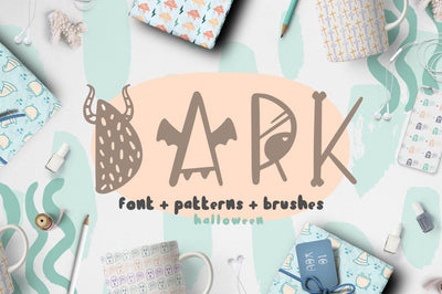 Dark font + patterns, brushes, MORE! Font Andreadop Designs 
