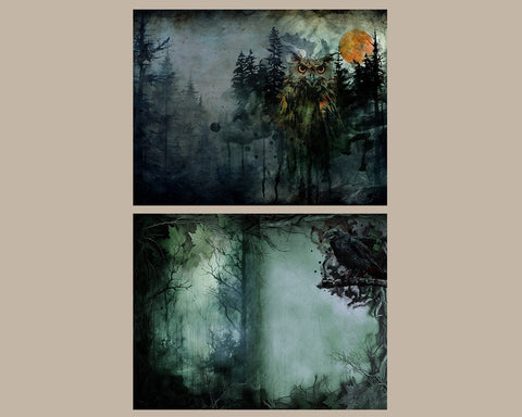 Dark Forest Junk Journal Kit, Mysterious, Misty Forest, Vintage, JPG Sublimation nikola 