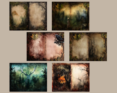 Dark Forest Junk Journal Kit, Mysterious, Misty Forest, Vintage, JPG Sublimation nikola 