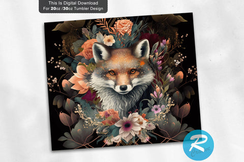 Dark Fox Floral 20 oz / 30 oz Tumbler PNG Sublimation Regulrcrative 