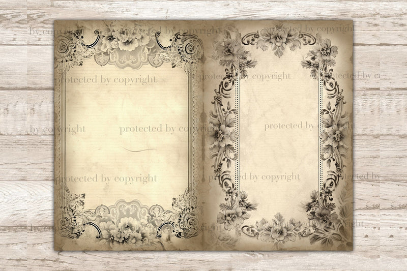 Dark Lace Junk Journal Kit | Framed Collage Sheets - So Fontsy