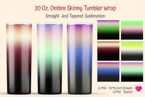 Dark Ombre Skinny Tumbler Wrap Sublimation Kseniia designer 