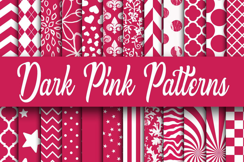 Dark Pink Patterns Digital Paper - So Fontsy