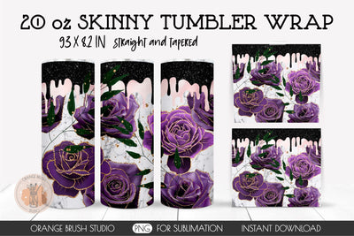 Dark Rose Skinny Tumbler Halloween Tumbler Wrap 20 Oz Sublimation OrangeBrushStudio 