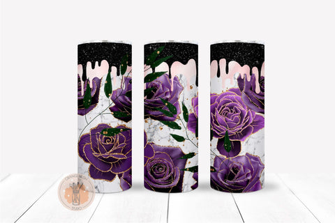 Dark Rose Skinny Tumbler Halloween Tumbler Wrap 20 Oz Sublimation OrangeBrushStudio 