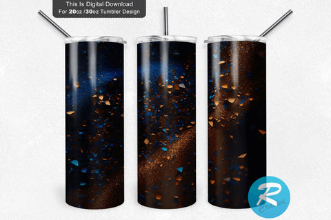 DarkBlue SandyBrown Glitter 20 oz / 30 oz Tumbler PNG Sublimation Regulrcrative 